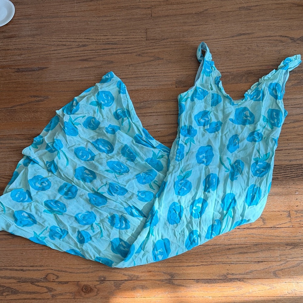Vintage Blue Floral Women's Dress